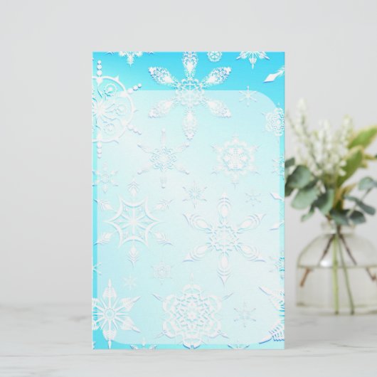 Crystal Snowflakes Pattern Briefpapier (Stehend Vorderseite)