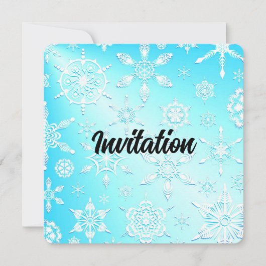 Crystal Snowflakes Pattern Einladung (Vorderseite)