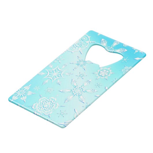 Crystal Snowflakes Pattern Geldbeutel Flaschenöffner (Vorderseite Schrägansicht)