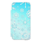 Crystal Snowflakes Pattern Incipio iPhone Geldbeutel-Hülle (Folio Vorderseite)