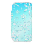Crystal Snowflakes Pattern Incipio iPhone Geldbeutel-Hülle (Folio Vorderseite)