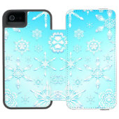 Crystal Snowflakes Pattern Incipio iPhone Geldbeutel-Hülle (Folio Geöffnet)