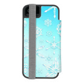 Crystal Snowflakes Pattern Incipio iPhone Geldbeutel-Hülle (Folio Rückseite)
