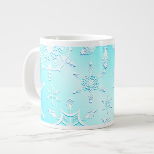 Crystal Snowflakes Pattern Jumbo-Tasse (Vorderseite Links)