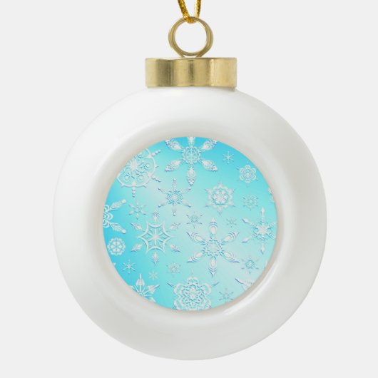 Crystal Snowflakes Pattern Keramik Kugel-Ornament (Vorderseite)