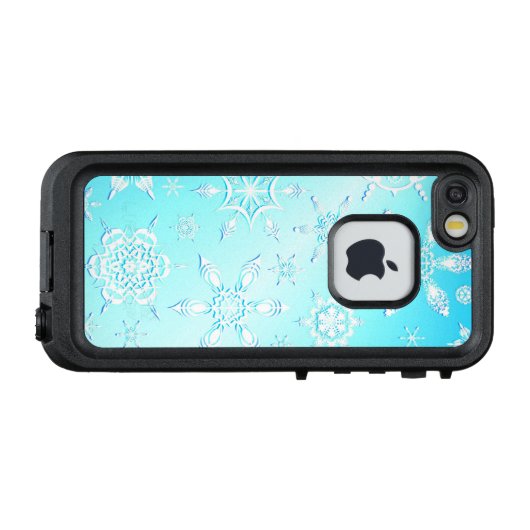 Crystal Snowflakes Pattern LifeProof iPhone Hülle (Rückseite (Horizontal))