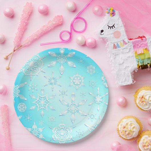 Crystal Snowflakes Pattern Pappteller (Party)