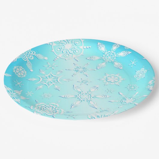 Crystal Snowflakes Pattern Pappteller (Schrägansicht)