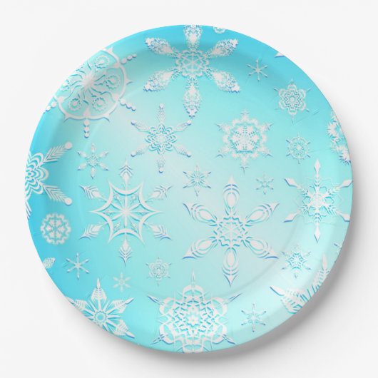 Crystal Snowflakes Pattern Pappteller (Vorderseite)