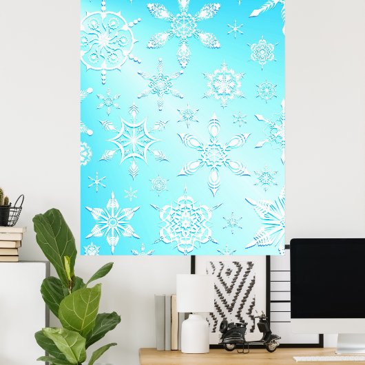 Crystal Snowflakes Pattern Poster (Heimbüro)