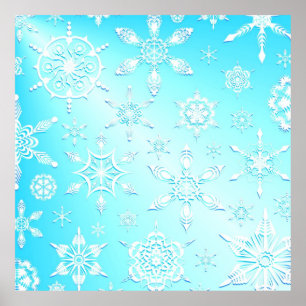 Crystal Snowflakes Pattern Poster
