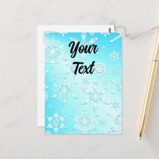 Crystal Snowflakes Pattern Postkarte (Vorderseite/Rückseite Beispiel)