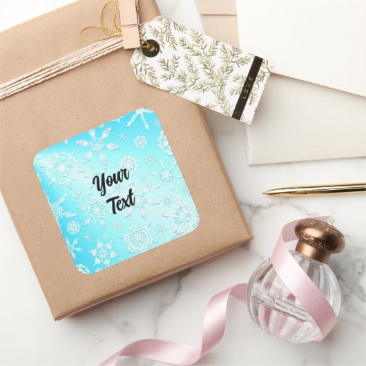 Crystal Snowflakes Pattern Quadratischer Aufkleber (Schenken)