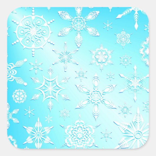 Crystal Snowflakes Pattern Quadratischer Aufkleber (Vorderseite)