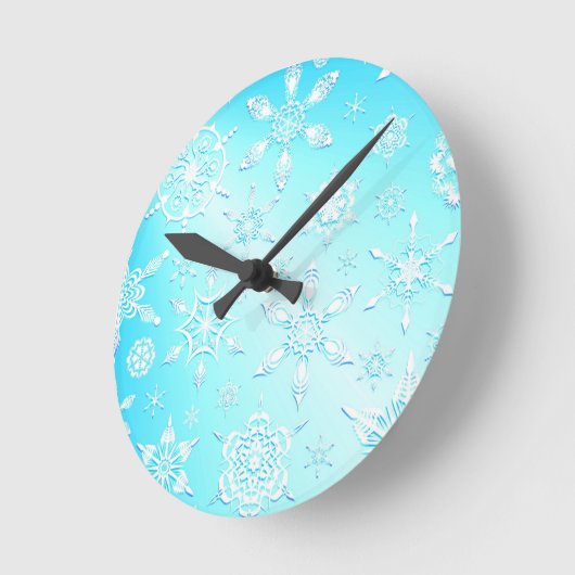 Crystal Snowflakes Pattern Runde Wanduhr (Winkel)