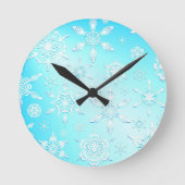 Crystal Snowflakes Pattern Runde Wanduhr (Vorderseite)