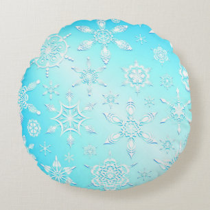 Crystal Snowflakes Pattern Rundes Kissen