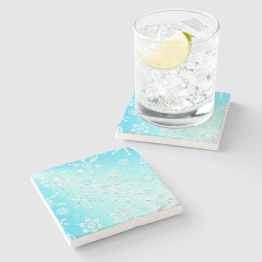 Crystal Snowflakes Pattern Steinuntersetzer (Seitenansicht)