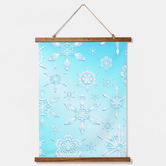 Crystal Snowflakes Pattern Wandteppich Mit Holzrahmen (Vorderseite)