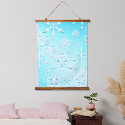 Crystal Snowflakes Pattern Wandteppich Mit Holzrahmen (Schlafzimmer)