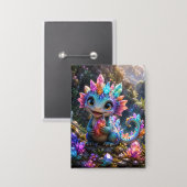 Crystal Sprout – Süße Kristall-Drache Fantasy-Kuns Button (Vorderseite/Rückseite)