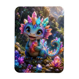 Crystal Sprout – Süße Kristall-Drache Fantasy-Kuns Magnet
