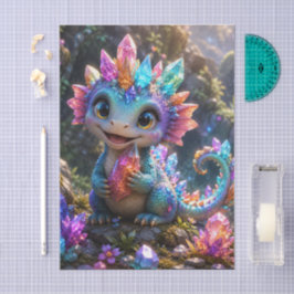 Crystal Sprout – Süße Kristall-Drache Fantasy-Kuns Seidenpapier