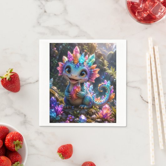 Crystal Sprout – Süße Kristall-Drache Fantasy-Kuns Serviette (Beispiel)