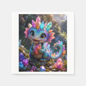 Crystal Sprout – Süße Kristall-Drache Fantasy-Kuns Serviette (Vorderseite)