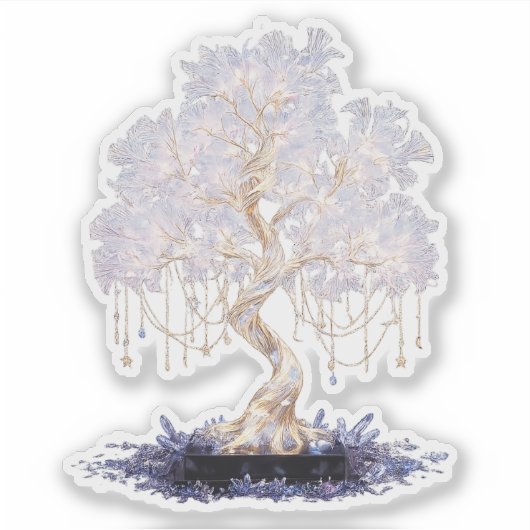 Crystal vinyl sticker of a golden galaxy tree (Vorderseite)