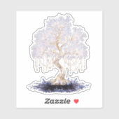 Crystal vinyl sticker of a golden galaxy tree (Blatt)