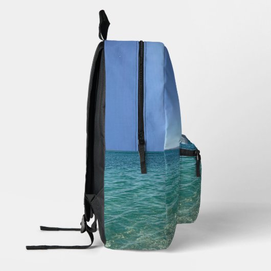 Crystal Water View Blue Sky Beach Vibe Friedlich Bedruckter Rucksack (Links)