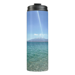 Crystal Water View Blue Sky Beach Vibe Friedlich Thermosbecher
