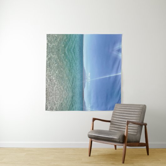 Crystal Water View Blue Sky Beach Vibe Friedlich Wandteppich (Beispiel (Horizontal))