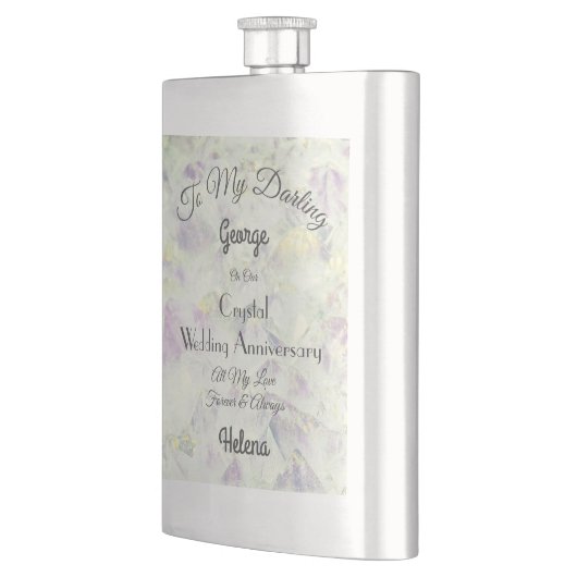 Crystal Wedding Anniversary Classic Flask Flachmann (Links)