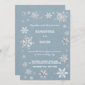 Crystale Snowflakes Blue Wedding Einladung (Vorne/Hinten)