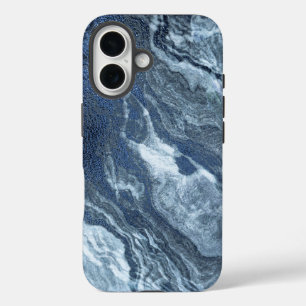 Crystalized Blue Agate   Dusty Slate Marble Stone iPhone 16 Hülle