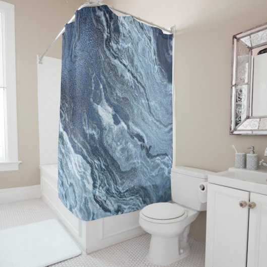 Crystalized Blue Agate | Dusty Slate Marble Stone Duschvorhang (Beispiel)