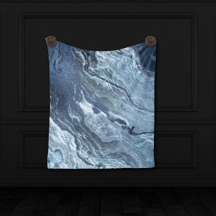 Crystalized Blue Agate   Dusty Slate Marble Stone Fleecedecke