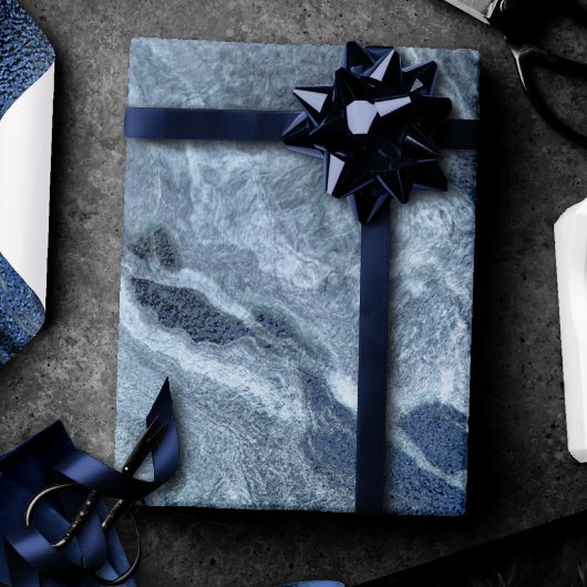 Crystalized Blue Agate | Dusty Slate Marble Stone Geschenkpapier