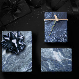 Crystalized Blue Agate | Dusty Slate Marble Stone Geschenkpapier Set