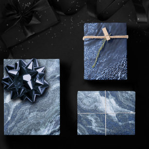 Crystalized Blue Agate   Dusty Slate Marble Stone Geschenkpapier Set