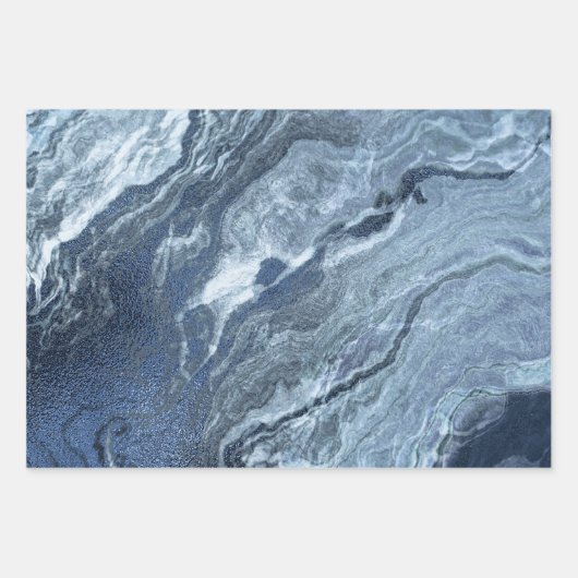Crystalized Blue Agate | Dusty Slate Marble Stone Geschenkpapier Set (Vorderseite)