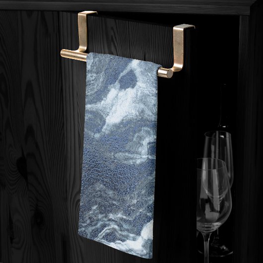 Crystalized Blue Agate | Dusty Slate Marble Stone Geschirrtuch