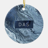 Crystalized Blue Agate | Dusty Slate Marble Stone Keramik Ornament (Vorne)