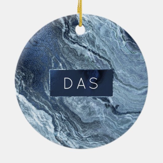 Crystalized Blue Agate | Dusty Slate Marble Stone Keramik Ornament (Hinten)