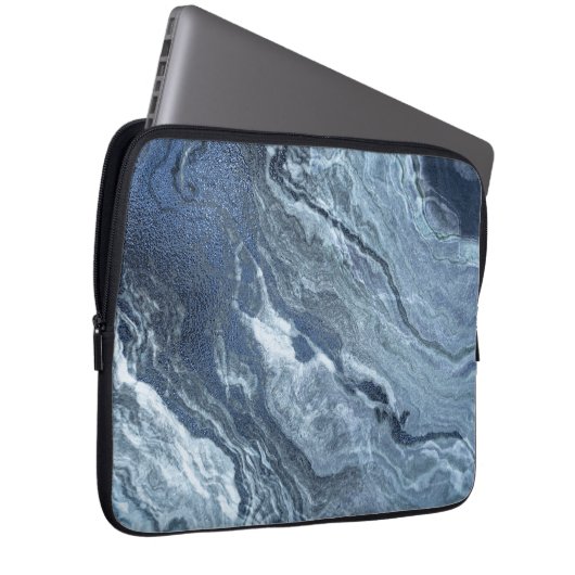 Crystalized Blue Agate | Dusty Slate Marble Stone Laptopschutzhülle (Vorne Rechts)