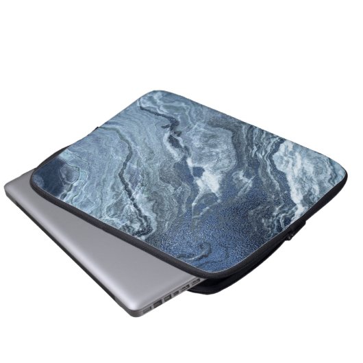 Crystalized Blue Agate | Dusty Slate Marble Stone Laptopschutzhülle (Vorne Knopf)