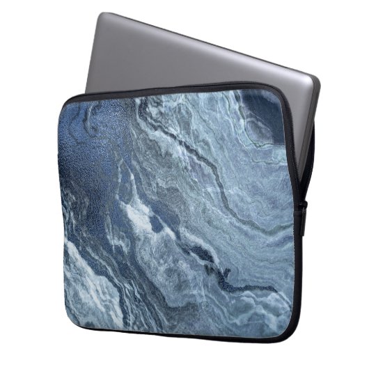 Crystalized Blue Agate | Dusty Slate Marble Stone Laptopschutzhülle (Vorderseite Links)