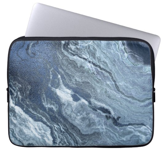 Crystalized Blue Agate | Dusty Slate Marble Stone Laptopschutzhülle (Vorderseite)